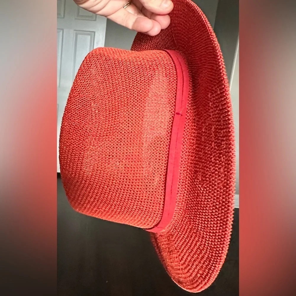 ‼️RARE‼️🎸ANTHROPOLOGIE🎸🔥NWT🔥Mesh Nubby Fedora in Burnt Orange